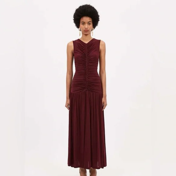 Ulla Johnson Flora Burgundy Sleeveless Dress - Picture 4 of 8